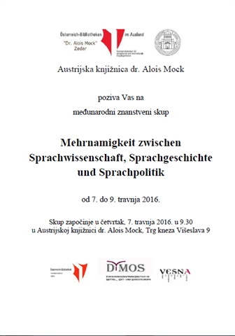 Znanstveni skup "Mehrnamigkeit zwischen Sprachwissenschaft, Sprachgeschichte und Sprachpolitik"